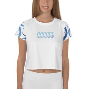 Print crop white tee front