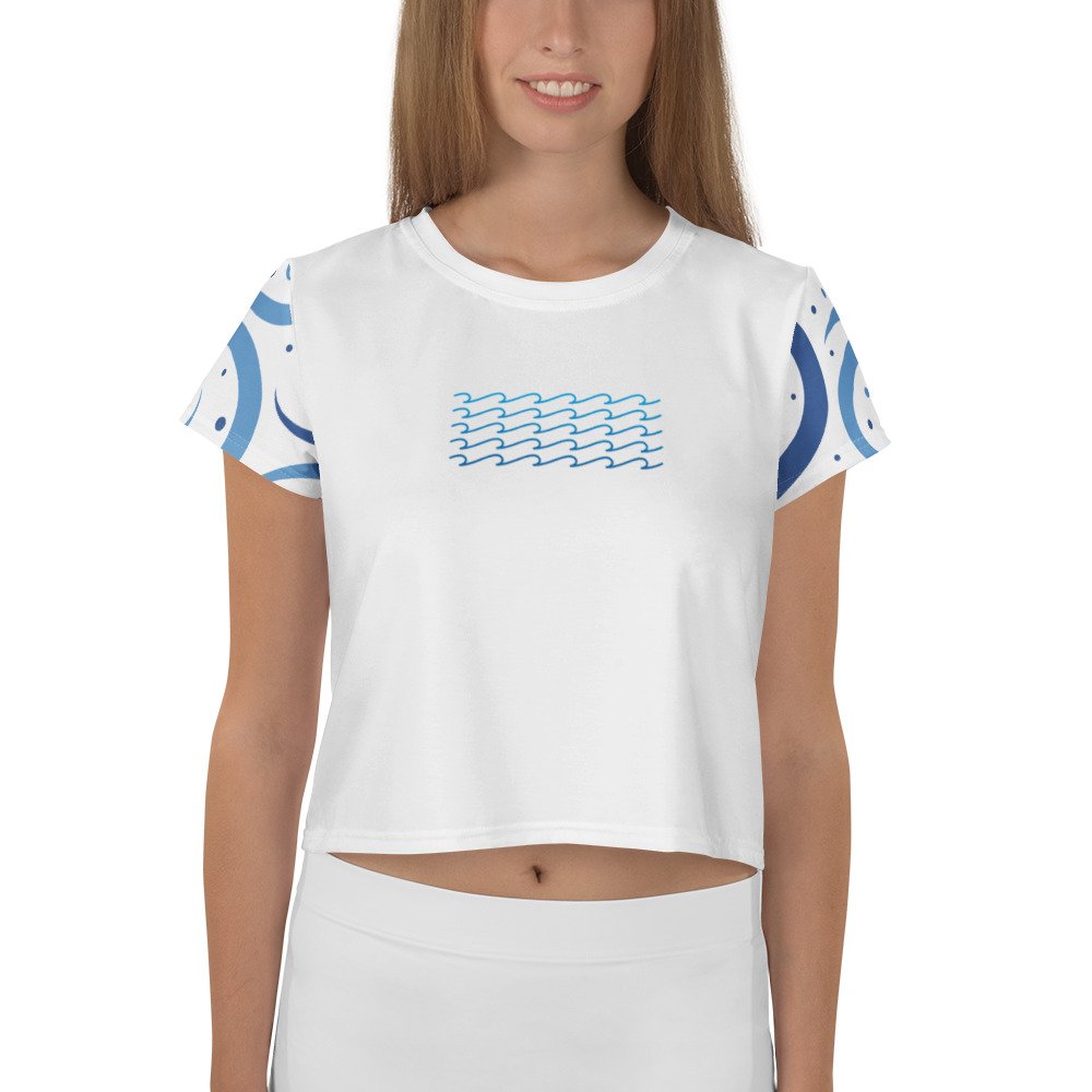 Print crop white tee front