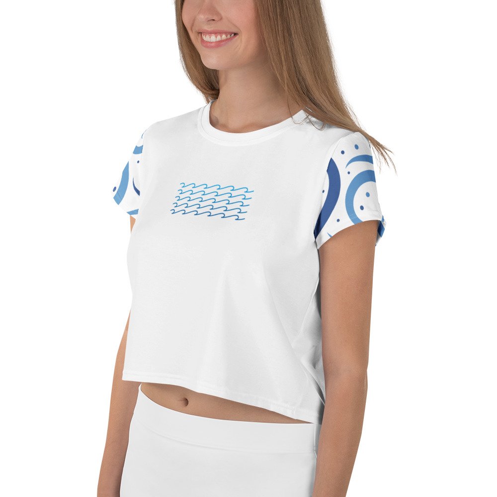 Print crop white tee left side